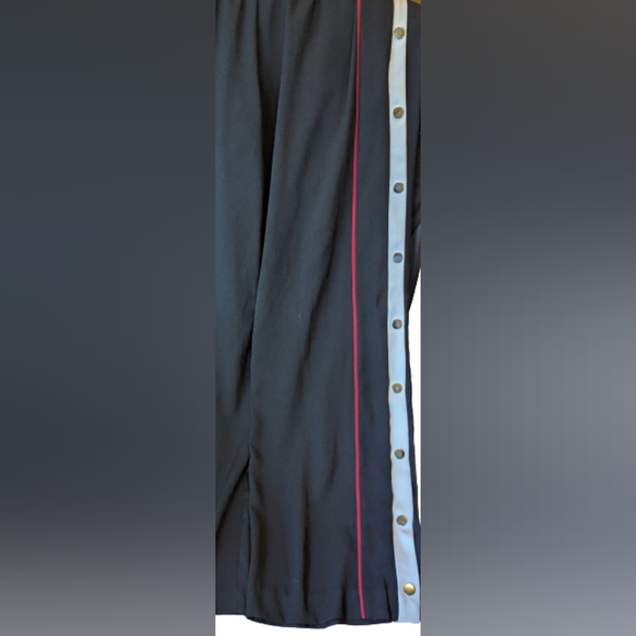 EUC bar III black white/red stripes on sides silver tone buttons open to knee - Picture 3 of 12